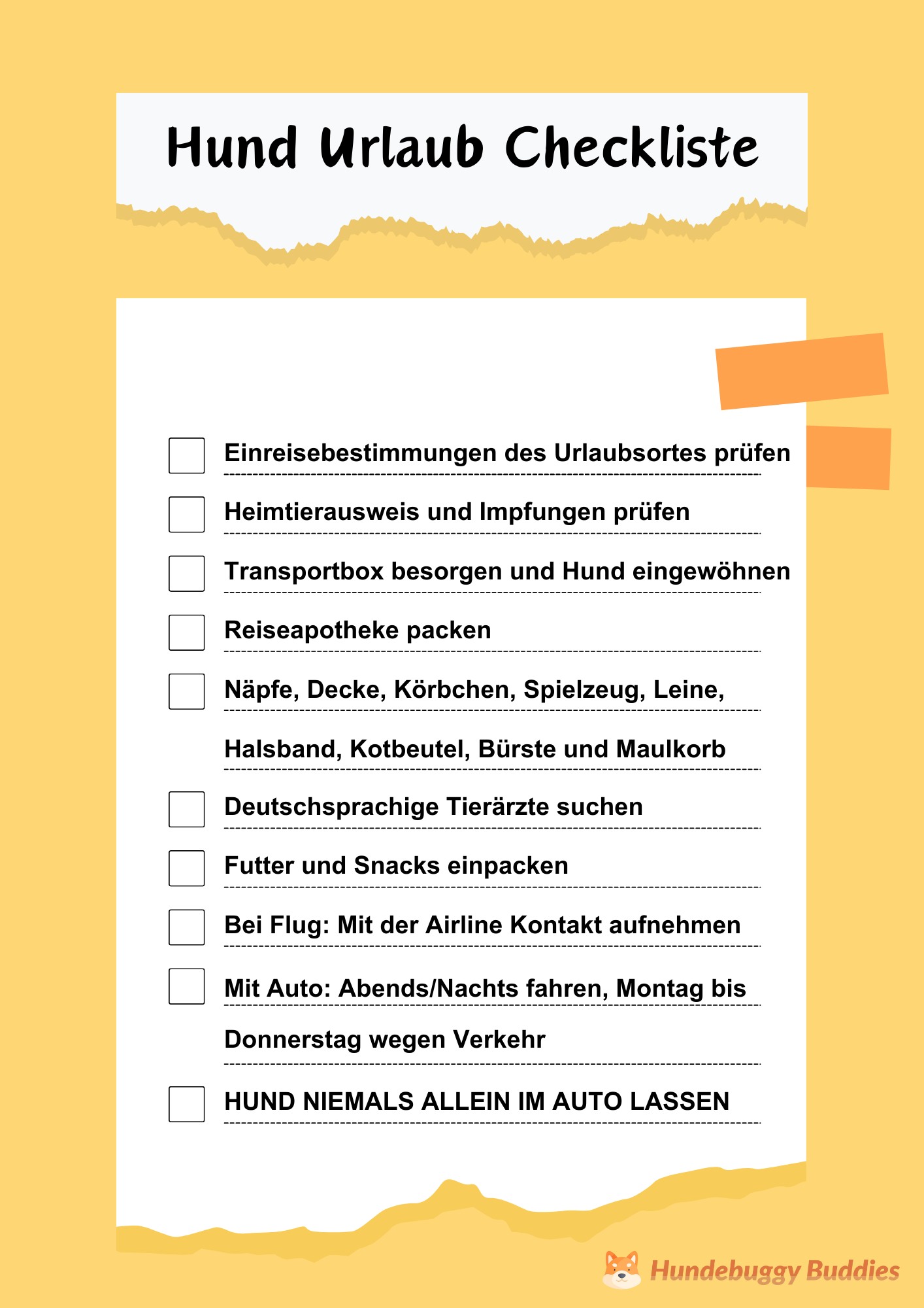 Hund Urlaub Checkliste